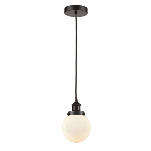 616-1PH-OB-G201-6-LED-Innovations Lighting-Beacon - 1 Light Mini Pendant In Industrial Style-9.5 Inches Tall and 6 Inches Wide Oil Rubbed Bronze Matte