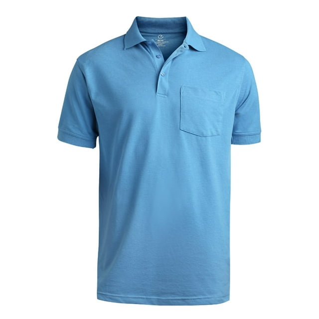 Polo à Manches Courtes en Piqué avec Poche, Bleu MARINA, Très Petit