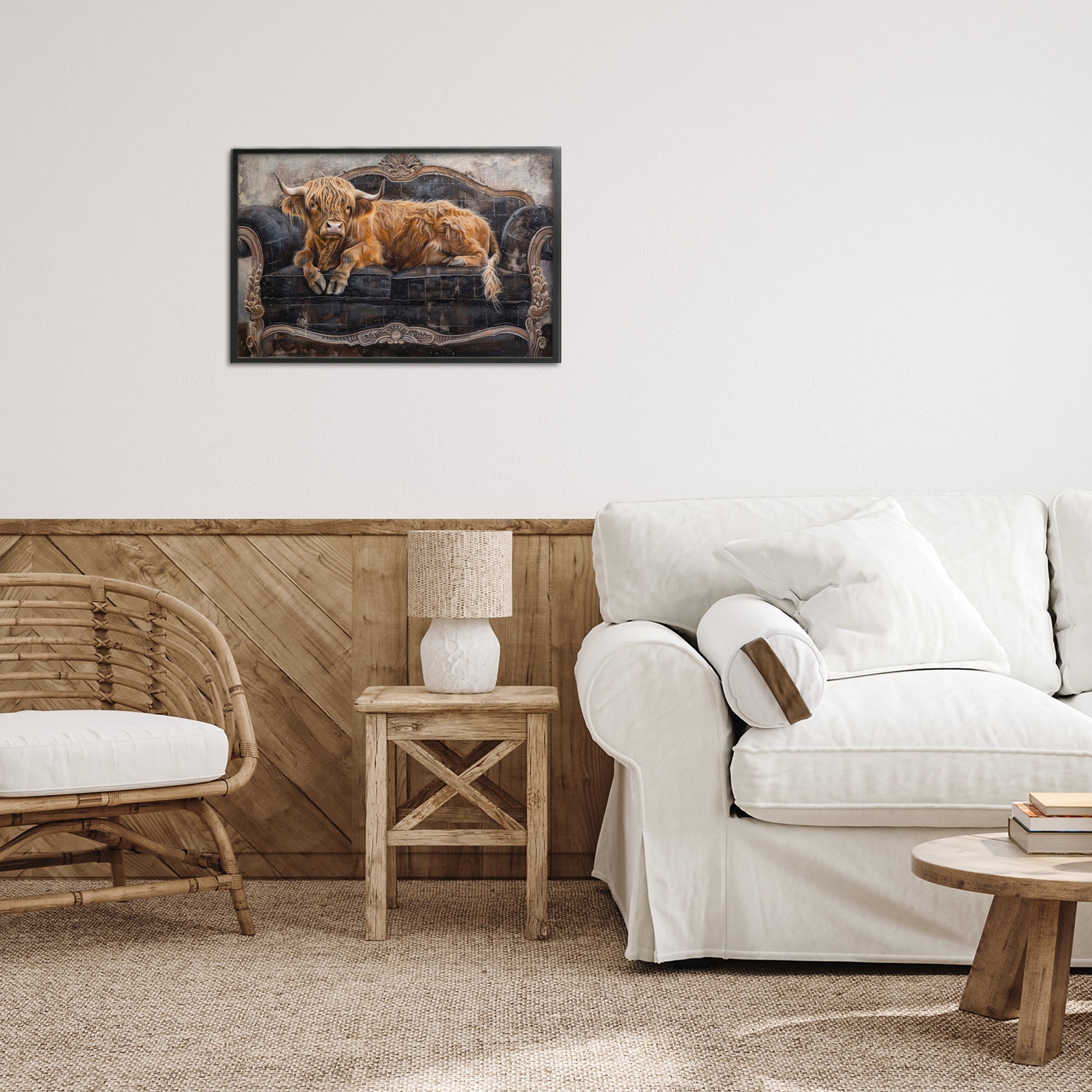 Stupell Industries Cozy Couch Highland Cow Black Framed Giclee Art, design by Tina LeCour