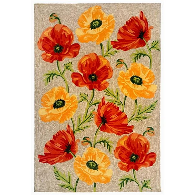 Trans-Ocean Imports RVL81227212 8 3 x 11 Pi 6 Po Liora Manne Ravilla Pavots Islandais Tapis d'Intérieur et d'Extérieur&44; Naturel