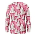 thumbnail image 4 of asdoklhq Christmas Sweatshirts for Women Christmas Printed Loose Casual Long Sleeve Round Neck Hoodless Straight Shoulder Sweater Pink 3X, 4 of 5