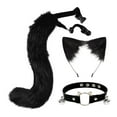 thumbnail image 3 of 3x conjunto de orejas y cola de de peluche para mujeres y niñas, negro, 3 of 6