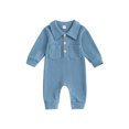 thumbnail image 1 of Musuos Baby Boys Spring Fall Jumpsuit, 3M 6M 12M 18M Long Sleeve Turn-down Collar Solid Romper Casual Newborn Clothes, 1 of 8