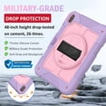 thumbnail image 4 of AVAWO 360° Rotating Case for iPad (A16) 11th Generation 11 Inch 2025 & iPad 10th Generation 10.9" 2022, Shockproof Rugged Protective Cover with Shoulder Strap/Hand Strap,Light Purple+Pink, 4 of 9