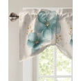 thumbnail image 3 of Tie Up Valance Curtain for Kitchen,Teal Blue Blossom Flower on Linen Rod Pocket Short Curtains Adjustable Tie-Up Shade Valances,Spring Floral Plant Window Treatment for Bathroom Living Room Bedroom, 3 of 8