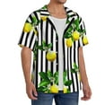 thumbnail image 2 of Kdxio Men'S Hawaiian Shirt For Men Short Sleeve Shirt Lemons On Striped Summer Casual Holiday Beach Button Down T-Shirts, 2 of 5
