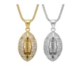 thumbnail image 3 of PAMTIER Unisex Stainless Steel Personality Hip Hop Cool Simple Micro-Pave Zircon Inlay Rugby Baseball Sports Ball Pendant Necklace Silver No Chain, 3 of 4