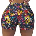 thumbnail image 2 of Daiia Rock Music Pattern Women's Workout Shorts Biker Shorts - High Waisted Workout Spandex Tummy Control Gym Running Yoga Shorts-Large, 2 of 8