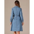 thumbnail image 3 of DARING DIVA Denim Shirt Dress Long Sleeve Belted Dress S Light Blue, 3 of 6