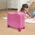 thumbnail image 2 of Aiqidi 18" Kids Ride-On Suitcase Portable Rolling Children's Travel Carry Trolley Luggage Case with Universal Wheels and Password Lock for Aged 3-6 Years (Pink), 2 of 15