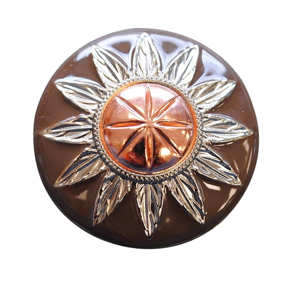 Set Of 4 Screw Back Concho Three Tone Ing Round Copper Dome Silver Brown
