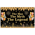 thumbnail image 2 of Golden Theme Birthday Banner Glitter Design The Man The Myth The Legend for Celebration Indoor Party Event, 2 of 7