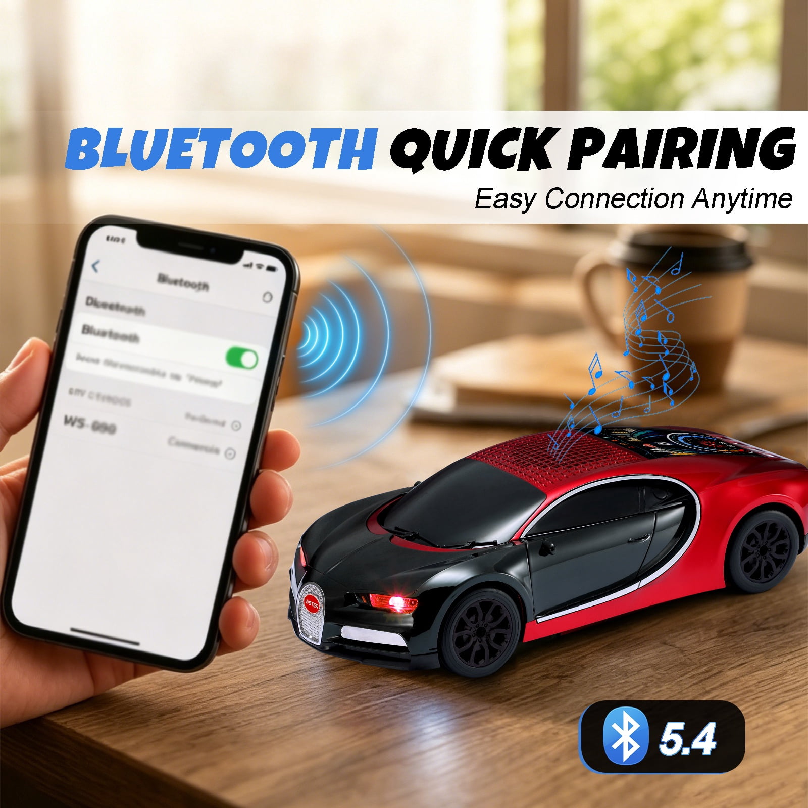 WSTER WS-660 portable Bluetooth speaker is a cool, car-shaped wireless speaker with LED lights, an FM radio, and TF card support.Suitable for desktop decorations/computer use/outdoor use/party use