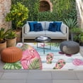 thumbnail image 2 of Summer Flamingo Outdoor Rug for Patio/Deck/Porch, Non-Slip Large Area Rug 3 x 5 Ft, Tropical Plants Botanical Blue Ombre Wood Indoor Outdoor Rugs Washable Area Rugs, Camping Rug Carpet Runner, 2 of 8