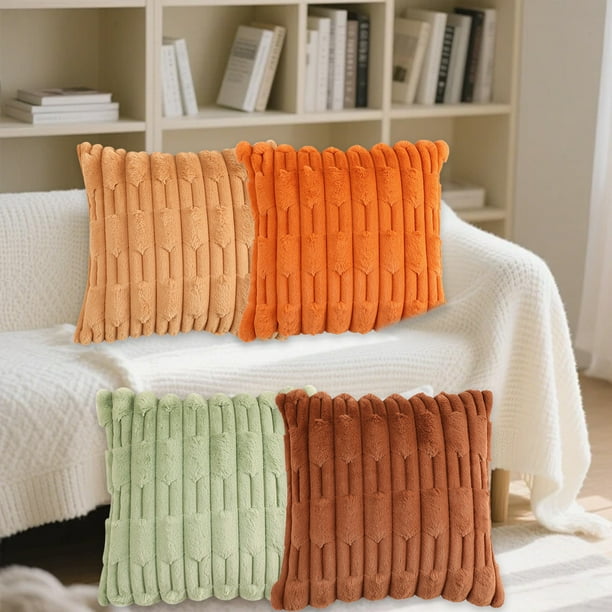 Funda de Almohada Suave para Sofá | Funda de Cojín de Terciopelo para Invierno | Funda de Almohada de Franela | Funda de Cojín de Punto Marrón 45X45X3Cm Terciopelo 132G