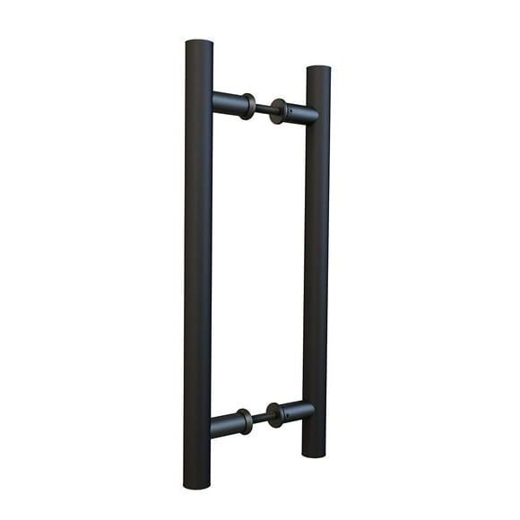 JUBEST Poignée de Porte à Pousser et Tirer 16 Pouces, Poignée de Porte Coulissante Double Face en Forme de H, Poignée de Porte à Bascule Robuste, Noir Plat