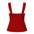 thumbnail image 6 of Women's Eyelet Tie Front Ruched Tank Tops，Drawstring Going Out Top Babydoll Tank Tops Summer Eyelet Tank Tops Red L, 6 of 9