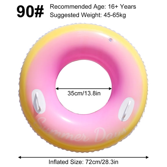 1PC Inflatable Swim Ring with Handles Gradient Pool Floats Tube Summer Water Floating Circle for Beach Pool Party