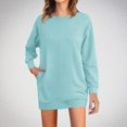 thumbnail image 2 of hotojiny Dresses for Women Fall Long Sleeve Casual Tops Mini Dresses Crew Neck Loose Tunic Dresses with Pockets, 2 of 6