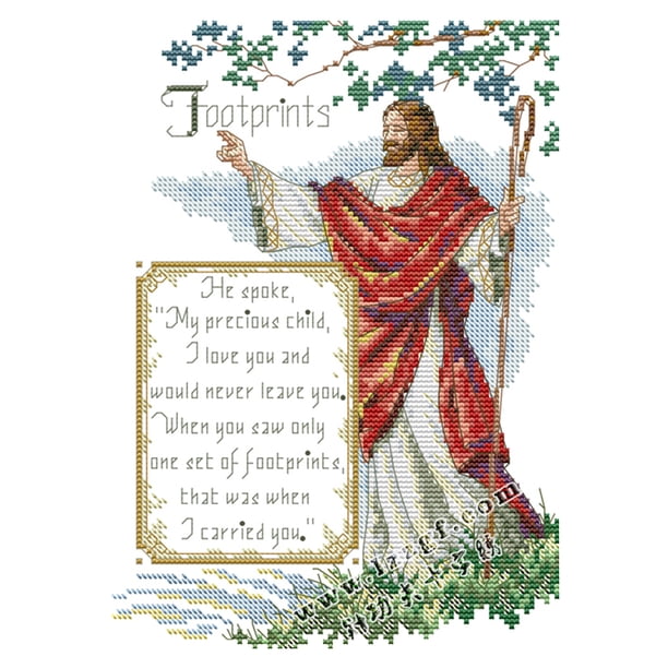 Punto de cruz 14CT Estampado Jesús Impreso Bordado DIY Craft (R604 21x30cm) Tmvgtek Oficina Multiescena Multifunción