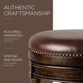 thumbnail image 5 of Maven Lane 26" Pullman Backless Counter Height Stool - Handcrafted Swivel Counter Stool with Dark Walnut Finish and Vintage Brown Vegan Leather - Ideal for Kitchens, Breakfast Bars, and Dining Areas, 5 of 7
