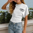 thumbnail image 3 of Ticikt Girls Print T-Shirt, Crew Neck Short Sleeve Ruched Waist Casual Summer Top for Kids,Color:White, 3 of 4