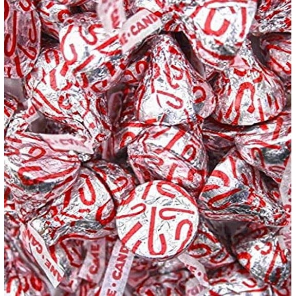 Hershey's Kisses Candy Cane Chocolate Kisses, Mint Flavored Candy, Individually Wrapped 4.37 lb Bag