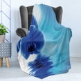 thumbnail image 4 of Flower Soft Flannel Fleece Throw Blanket, Orchid Floral Design with Reflection to a River Water Image Photo, Cozy Plush for Indoor and Outdoor Use, 50" x 70", Violet Blue White, by Ambesonne, 4 of 5