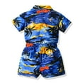 thumbnail image 4 of Toddler Baby Boy Shorts Sets Hawaiian Outfit Kid Tropical Floral Short Sleeve Shirt Top and Shorts Suits Summer Outfit for Boys, 4 of 7