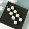 thumbnail image 3 of Opolski Elegant Women Party Big Faux Pearl Long Dangle Stud Earrings Valentine Gift, 3 of 7