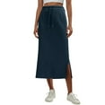 thumbnail image 2 of Nestiefly Womens Side Slit Maxi Skirts Elastic High Waisted Drawstring Casual Long Sweat Skirts, 2 of 7