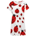thumbnail image 3 of Ladybug Dress Summer Street Style Dresses Female Short Sleeve Printed Sundress, 3 of 7