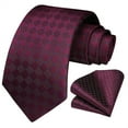 thumbnail image 4 of HISDERN Mens Ties Plaid Tie and Pocket Square Set Woven Formal Checkered Neckties & Handkerchief, 4 of 6
