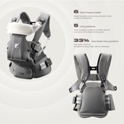 Bc Babycare Hexa Effortless Carrier, Ergonomic Carrier with Hip Seat Lumbar Support (Newborn to Toddler), Gray