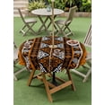 thumbnail image 4 of Outdoor Tablecloth with Umbrella Hole for Patio/Picnic/Party/Camping, Yellow Beige Boho Waterproof Table Cloth Round Cover Washable, Geometric Vintage Abstract Art Ethnic (Dia 54"), 4 of 8