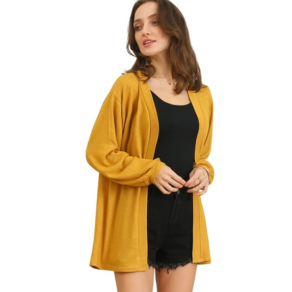 Doublju Womens Long Sleeve Loose Fit Open Front Casual Cardigan With Plus Size