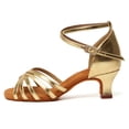 thumbnail image 6 of FRSASU Women's Latin Dance Shoes Satin Professional Ballroom Salsa Practice Performance Dance Shoes Gold, 6 of 6