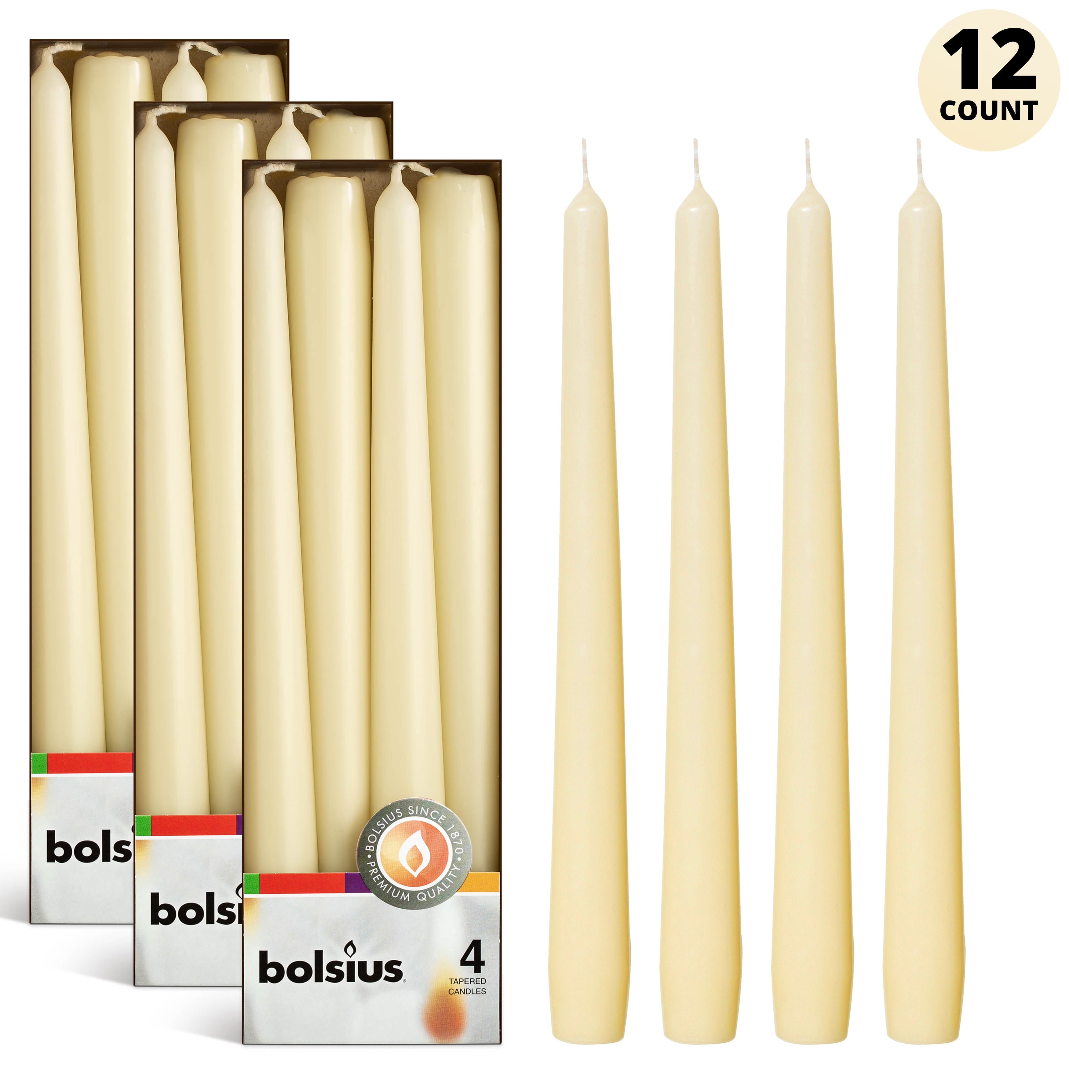 12 Cotton Wicks Hand Poured 8" Round 100% Beeswax Taper Candles All-Natural 
