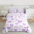 thumbnail image 3 of Manfei Cartoon Heart Pattern Full Size Comforter Sets,Girl Cute Loves Bedding Comforter Set,Purple White Bedding Sets For Girls Teens,Microfiber Bedroom Decor Reversible,3 Pieces, 3 of 9