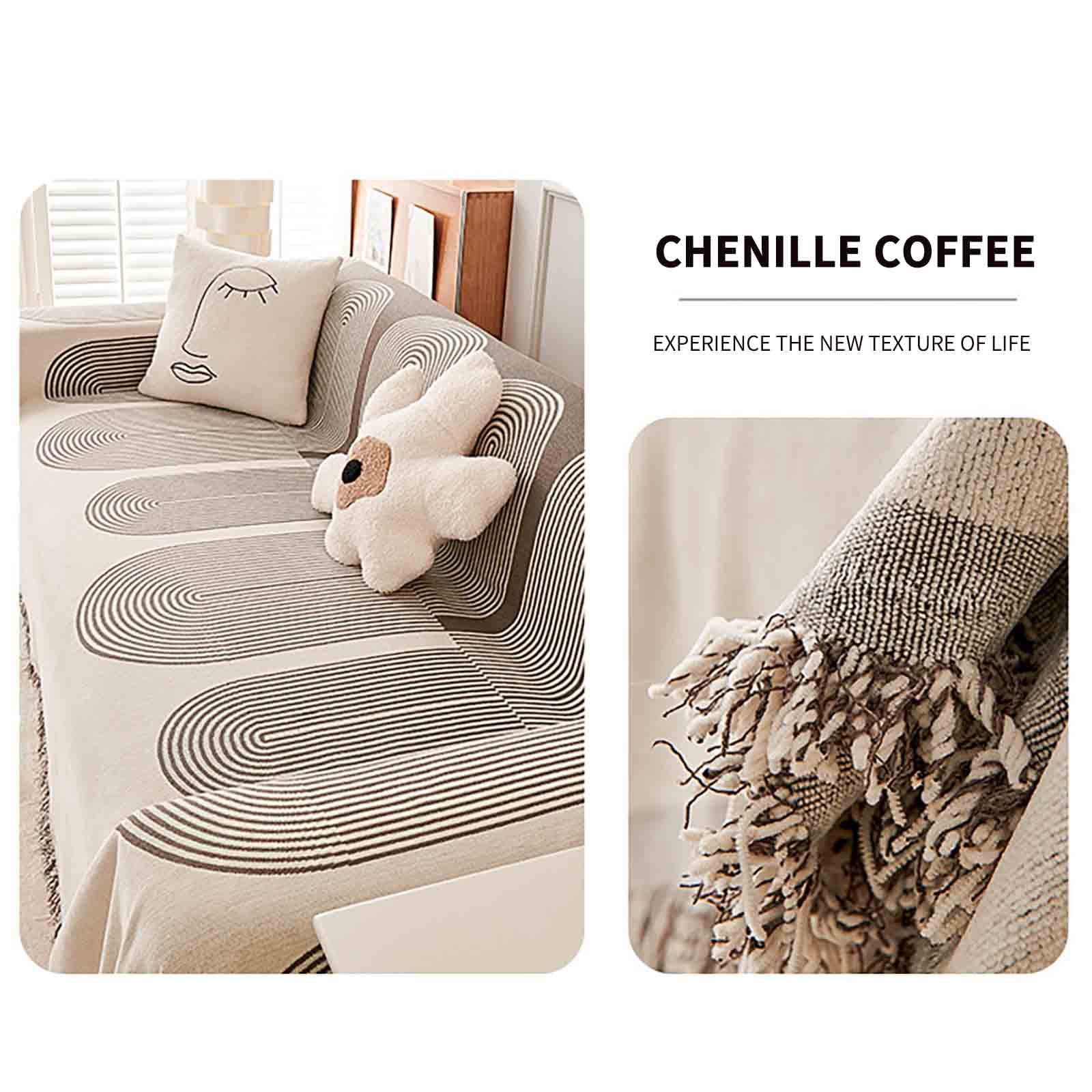 Herrnalise Sofa Covers Chenille Couch Covers,Furniture Covers,Couch Cushion Covers,Sectional Couch Covers for L Shaped Pet Couch Protector with Tassel Soft,Washable 60×71 inch