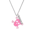 thumbnail image 2 of Delight Jewelry Acrylic Large Pink Skull Silvertone Always My Sister Bar Charm Necklace, 23", 2 of 4