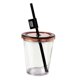 thumbnail image 5 of Vaso de plástico transparente moderno con tapa y pajita, fácil de transportar, transparente Marrón, 5 of 9