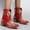 Red, variant on Womens Shoes Women Fashion Embroidered Cowboy Riding Boots Casual Warm Middle Heels Middle Tube Short Boots Shoes