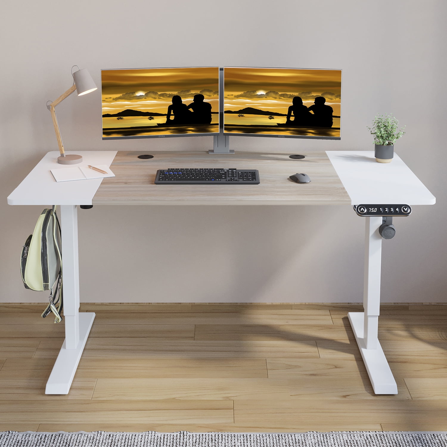 Electric Height Adjustable Standing Desk, 63x 30 Inches Stand Up Desk