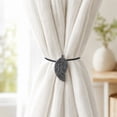 thumbnail image 5 of Set of 2 Magnetic Wooden Leaf Curtain Tiebacks - Gray/Black, 5 of 8