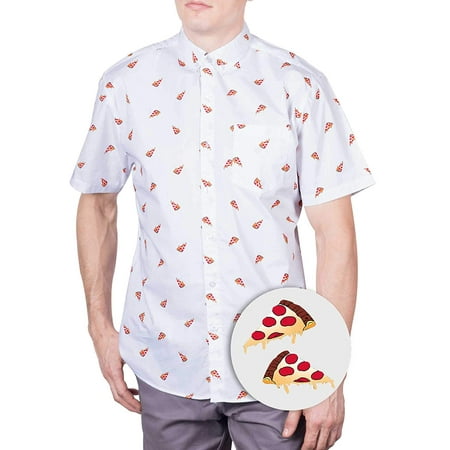 button pizza shirt hawaiian printed casual sleeve shirts mens short