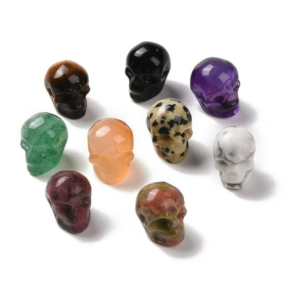 Natural & Mixed Gemstone Beads Skull 11~11.5x8.5~9x11~11.5mm Hole: 0.9~1mm