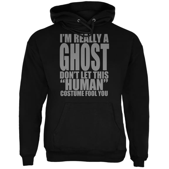 Halloween Human Ghost Costume Black Adult Hoodie - Medium