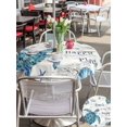 thumbnail image 5 of Outdoor Tablecloth with Umbrella Hole for Patio/Picnic/Party/Camping, Ocean Beach Waterproof Table Cloth Round Cover Washable, Summer Sea Turtle Coral Shells Wooden Beige (Dia 60"), 5 of 9