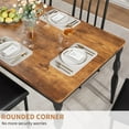 thumbnail image 4 of Rustic Farmhouse Dining Table for 6 – 71'' Rectangular Wooden Top – Heavy Duty Curved Metal Legs – Perfect for Dining Room or Kitchen – Classic Brown & Black, 4 of 8